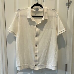 Zara Cream Short Sleeve Dress Shirt